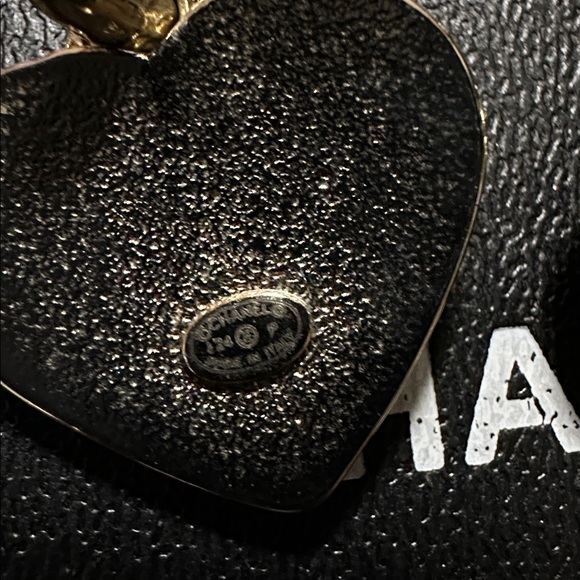 CHANEL Gold and Navy Heart Earrings - Picture 4 of 5